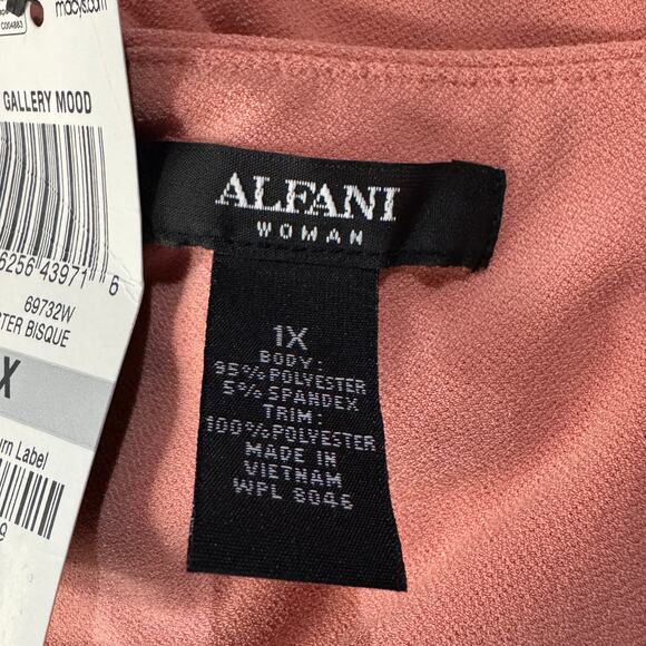 Alfani 1X-Large Top Sleeveless Stretch Hi-Low Hem Scoop Neck Embellished Coral - Picture 8 of 9